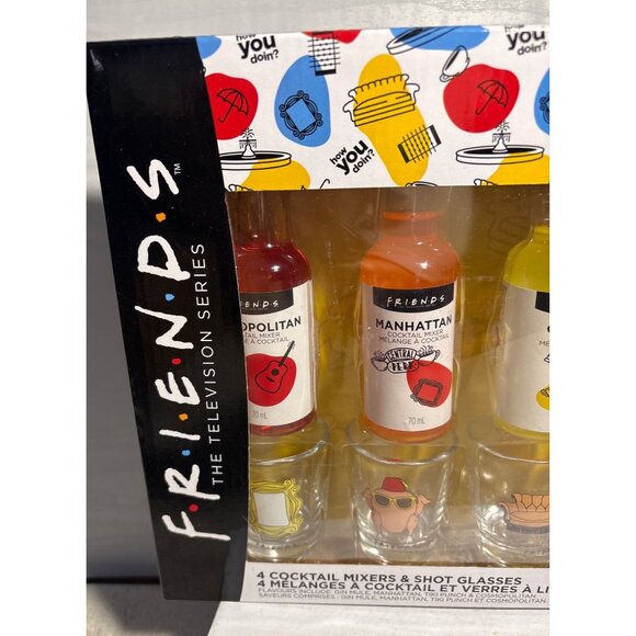 Friends Cocktail Mixer & Shot Glass Set 4 Flavors Gift Box Officiall Licensed - Picture 4 of 6